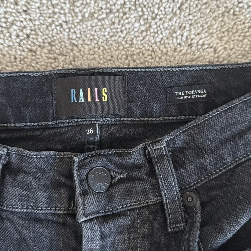 Rails | The Topanga High Rise Straight Jeans | Size 26 | Black - Picture 3 of 6